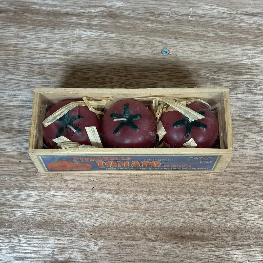 Handcrafted‎ Heirloom Tomato Candles Scent Wood Crate Box Vintage New Pure Rare